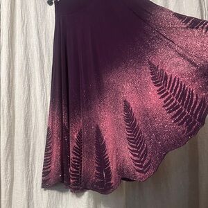Om Grown Fern Printed Purple and Pink Ombre Flowy Stretchy Skirt
